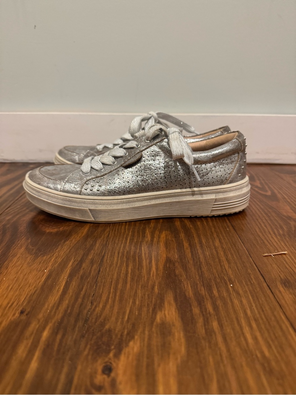 Hey Girl by Corkys Metallic Silver Low-Top Sneakers